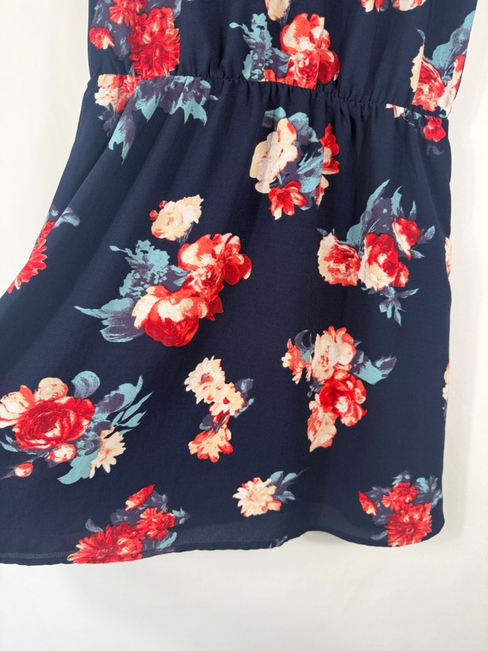 41 Hawthorn Navy Floral Sleeveless Keyhole Cinch Waist‎ Dress. Size S. Lined - Picture 4 of 7